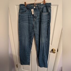 New American Eagle Womens Jeans Size 12 X-Long 90s Straight Blue Outfitters NWT